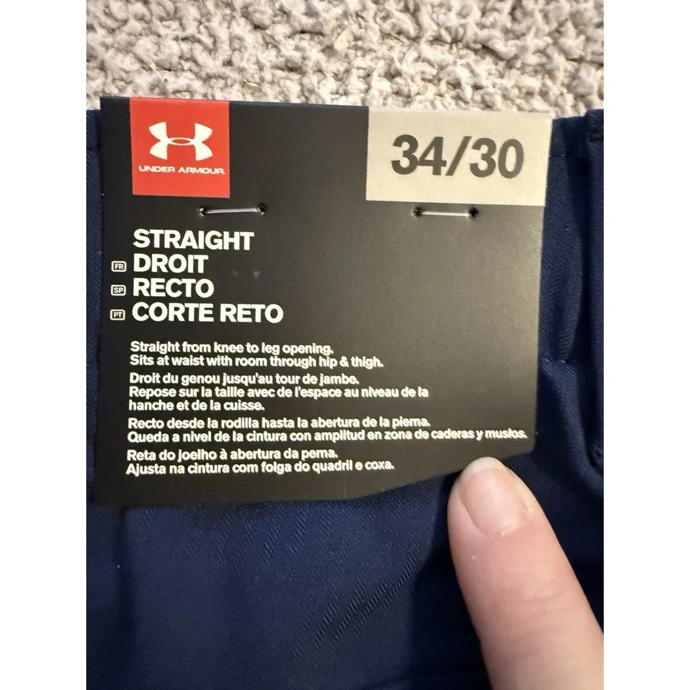 NWT Under Armour Showdown Pants Men's 34x30 Blue Straight Chino Golf Active NEW